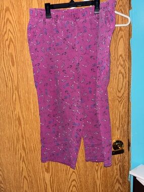 Purple Printed Knit Capris lounge pants